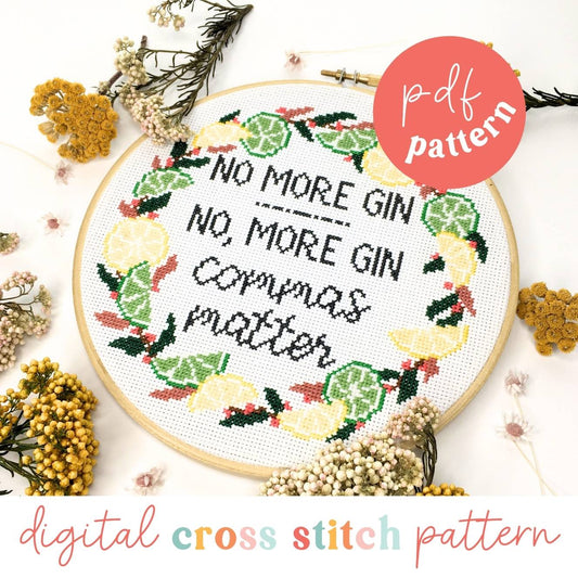 Commas Matter Digital Modern Cross Stitch Pattern - Craft Make Do