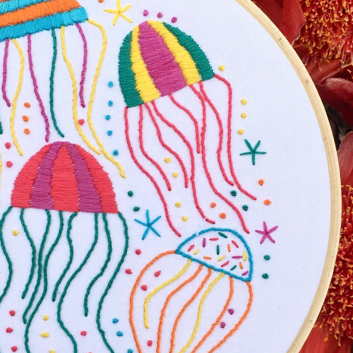 Electric Jellyfish Modern Embroidery Kit - Craft Make Do