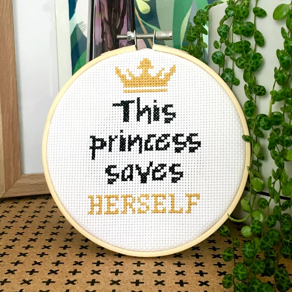 Princess Modern Cross Stitch Kit - Craft Make Do