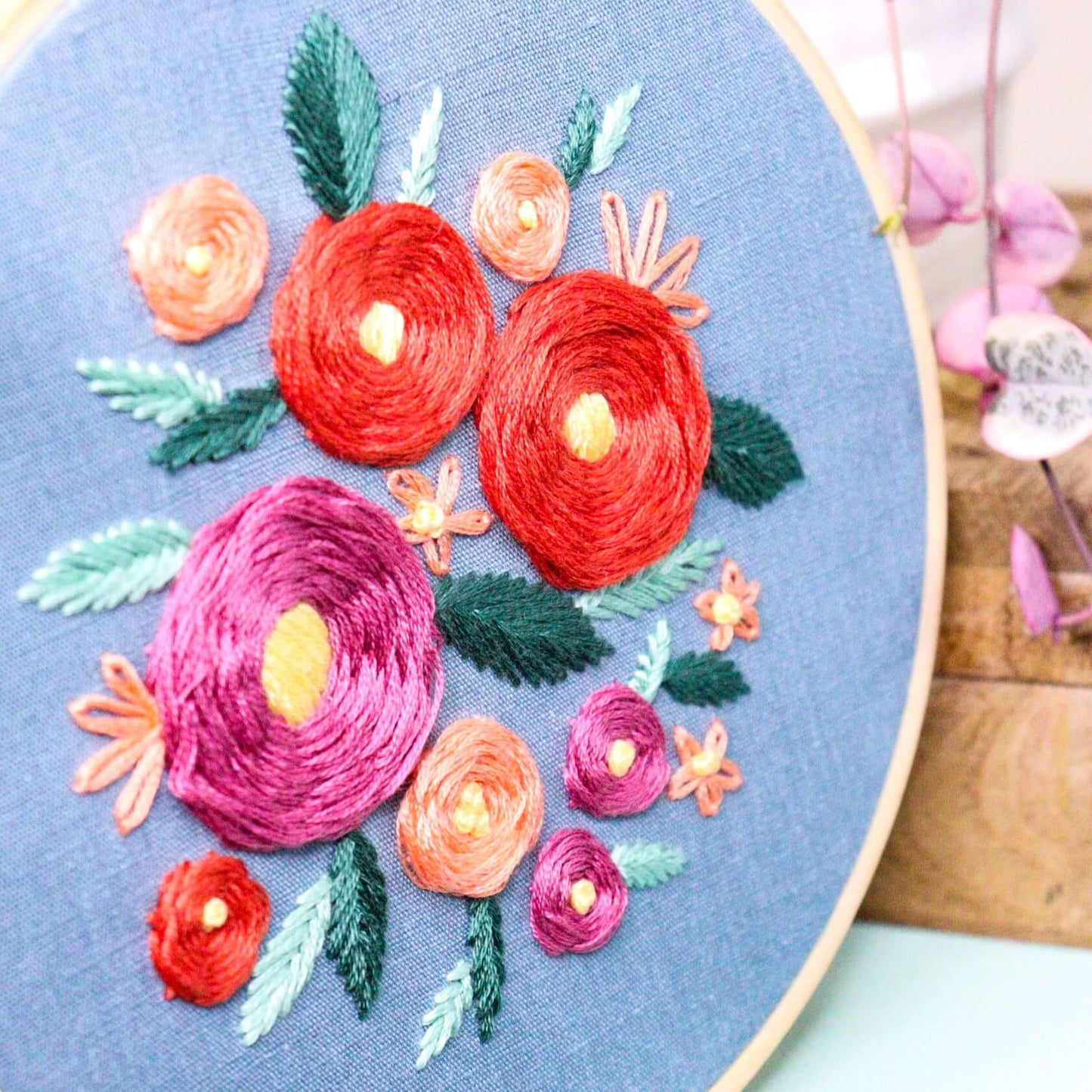 Rose Garden Modern Embroidery Kit - Craft Make Do