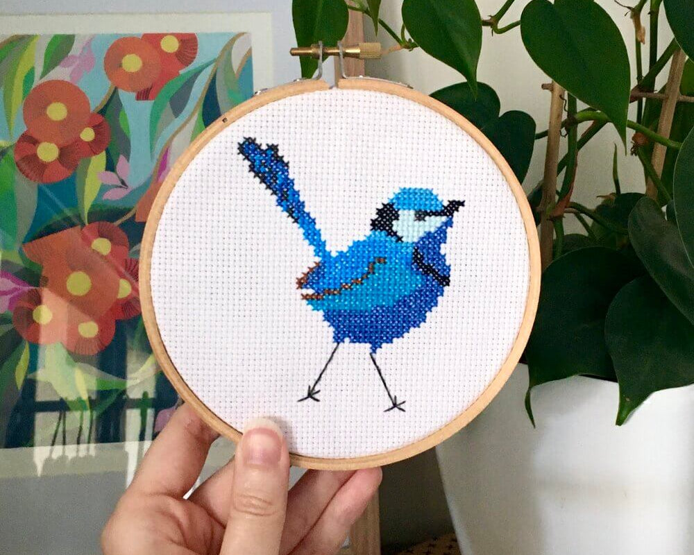 Splendid Fairy-wren Modern Cross Stitch Kit - Craft Make Do