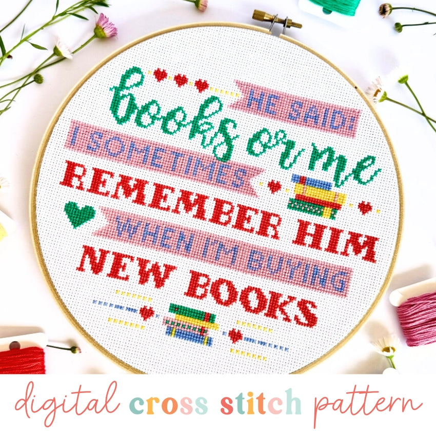 Books Break Hearts Digital Cross Stitch Pattern – Craft Make Do