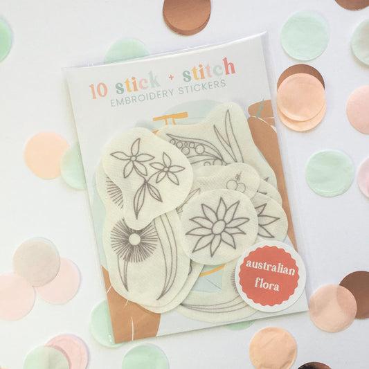 Australian Flora Stick and Stitch Embroidery Stickers - Craft Make Do