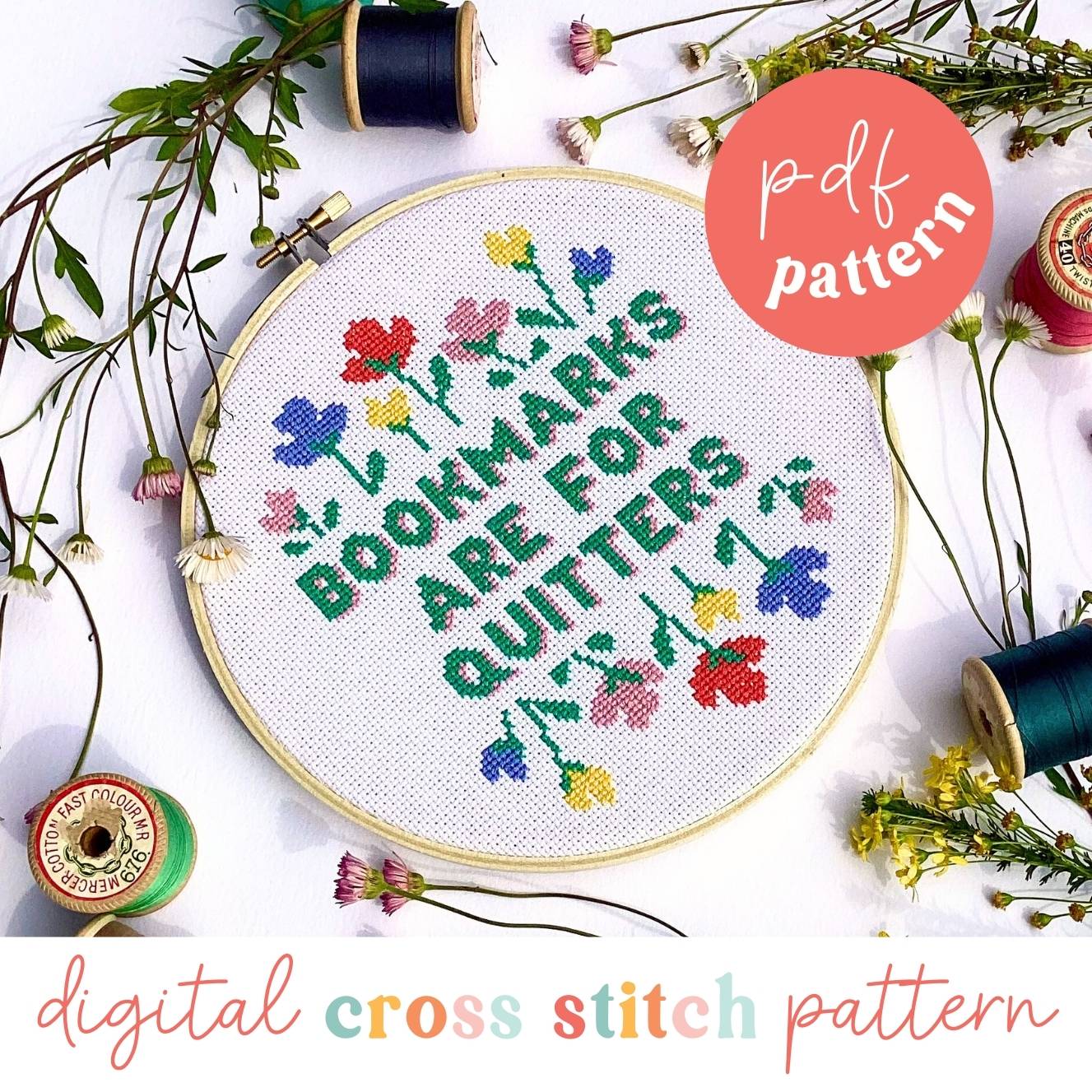 Book Lover Digital Modern Cross Stitch Pattern - Craft Make Do
