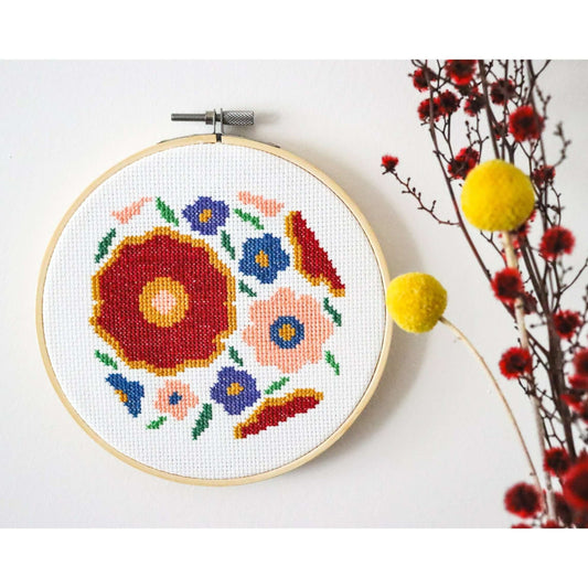 Flower Fall Modern Cross Stitch Kit - Craft Make Do