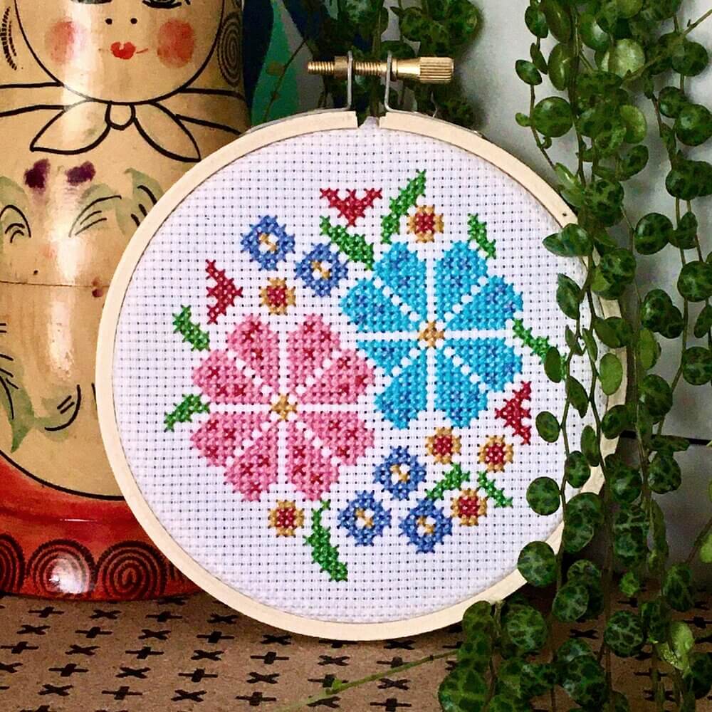 Flower Posy Modern Cross Stitch Kit - Craft Make Do