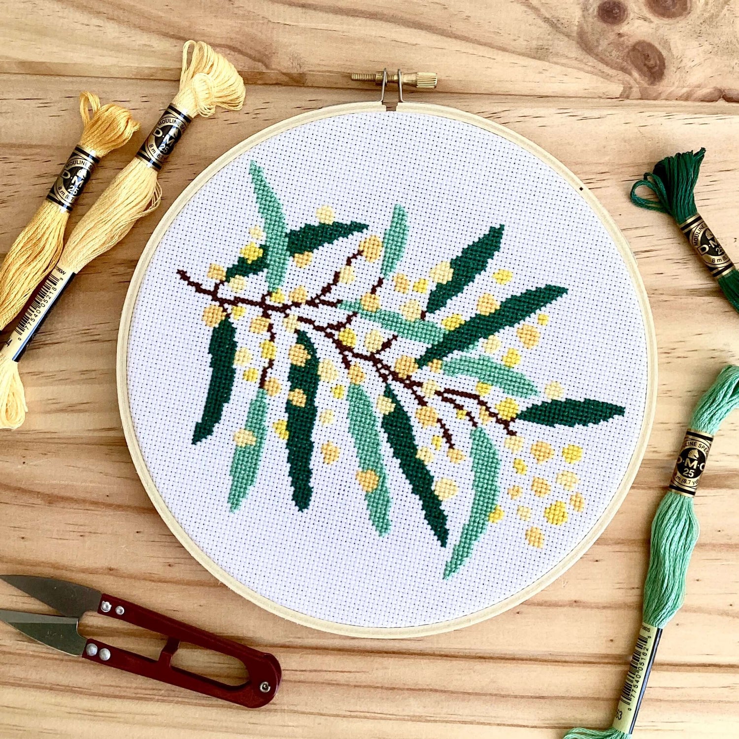 Golden Wattle Modern Cross Stitch Kit - Craft Make Do