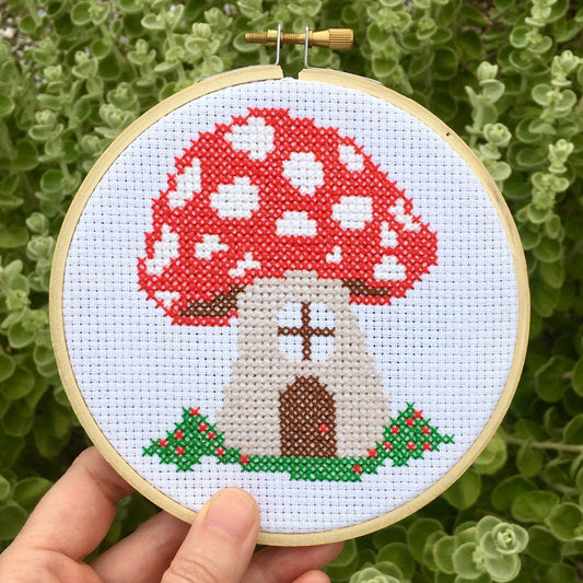 Mushroom House Cross Stitch Kit - Craft Make Do