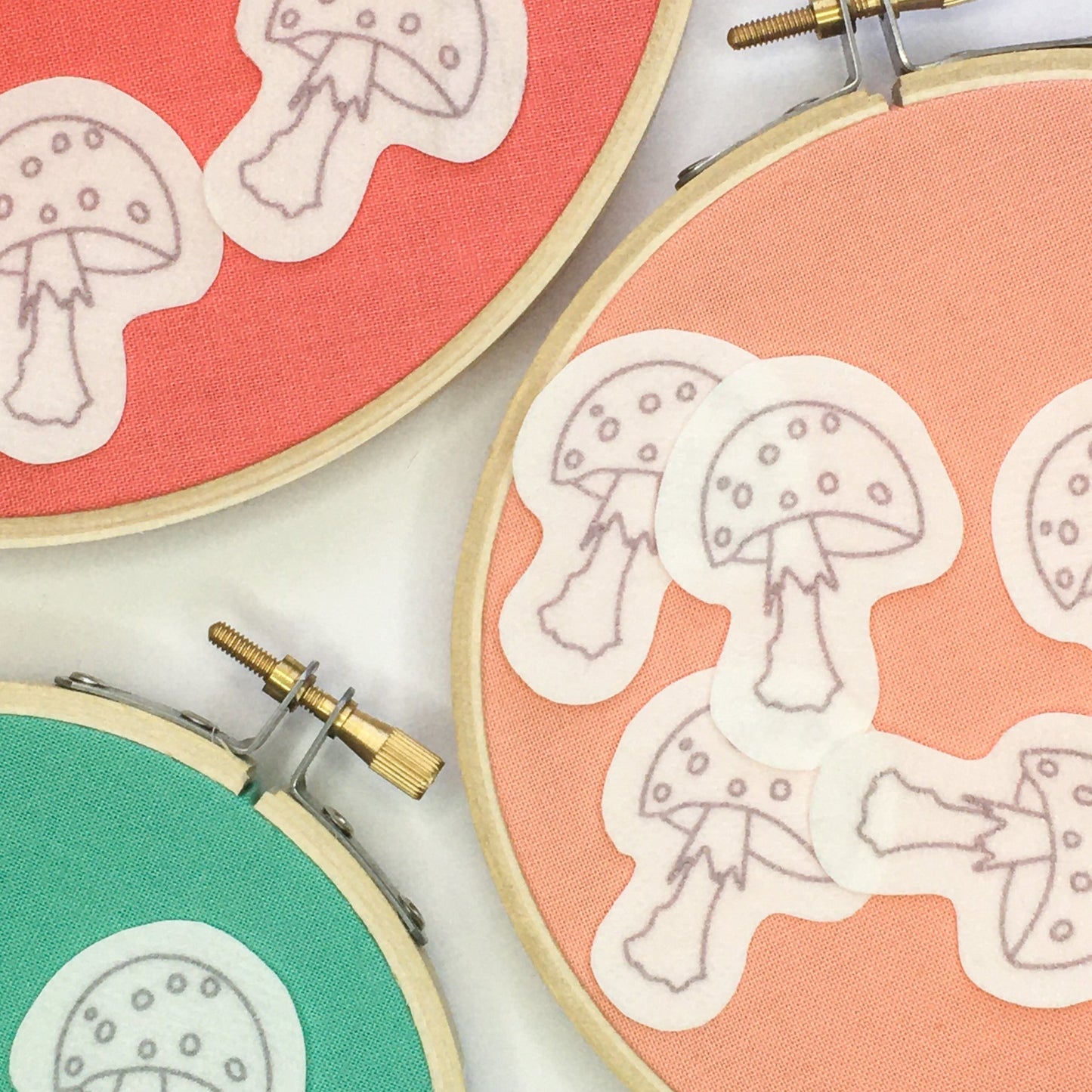 Mushroom Stick and Stitch Embroidery Stickers - Craft Make Do