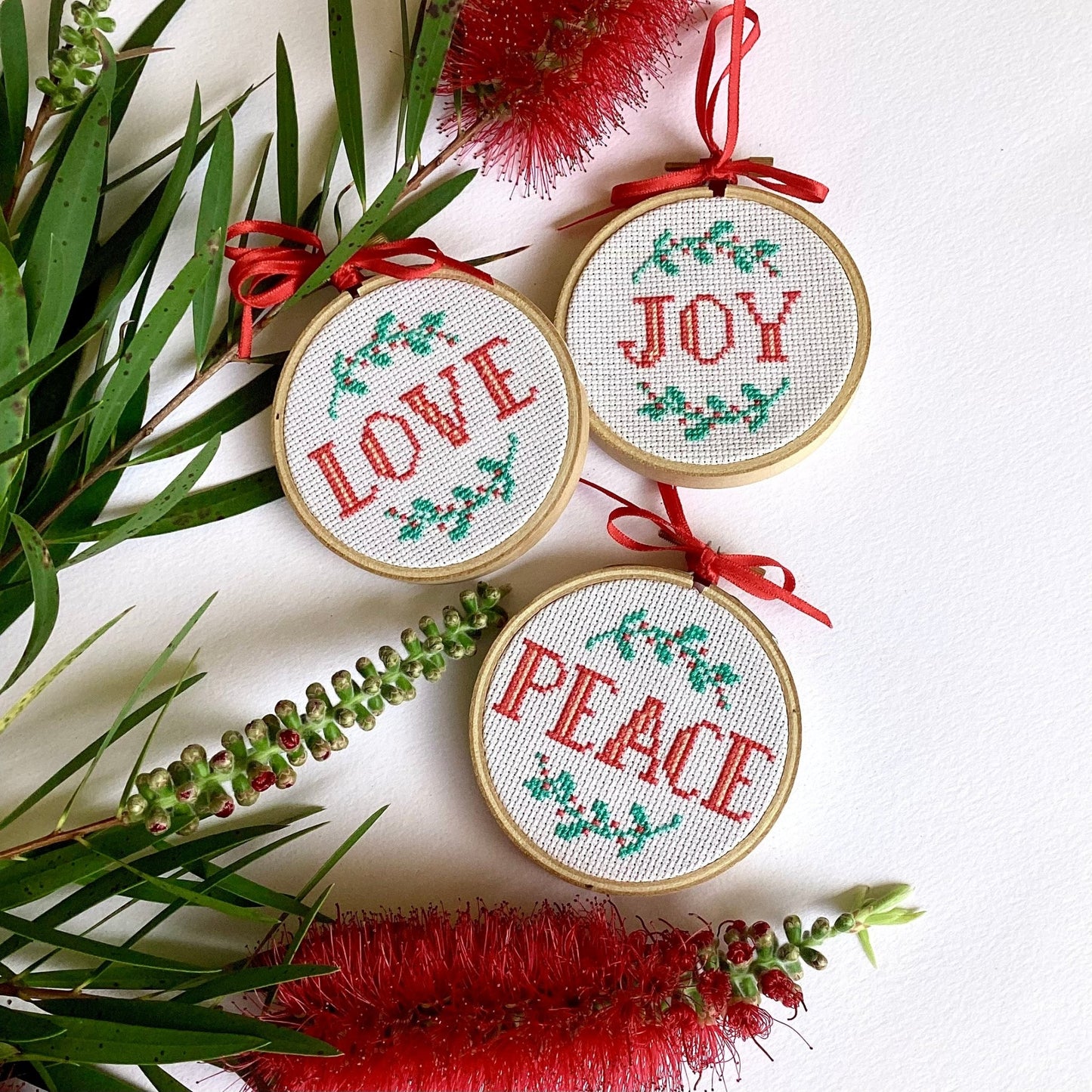 Peace. Joy. Love. Christmas Cross Stitch Kit - Craft Make Do