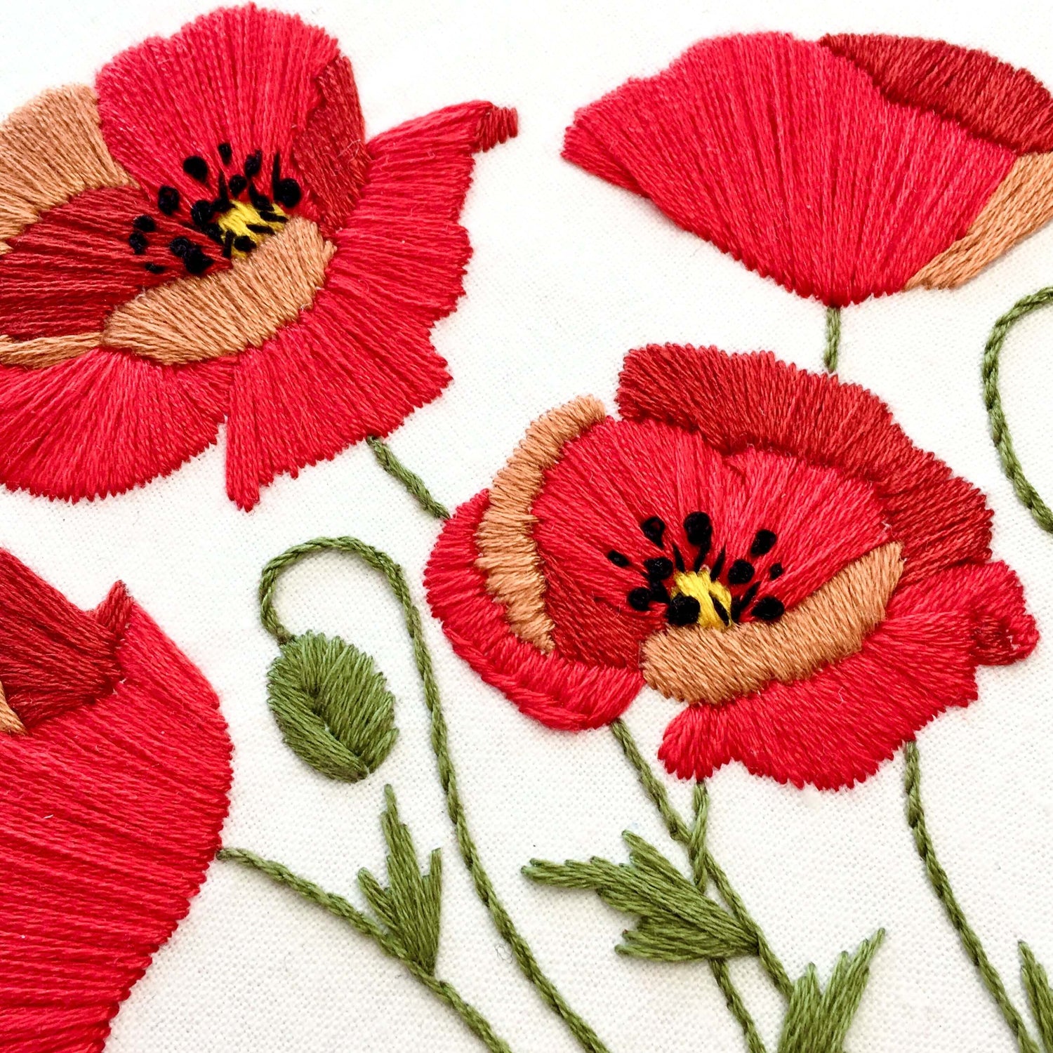Poppies Modern Embroidery Kit - Craft Make Do