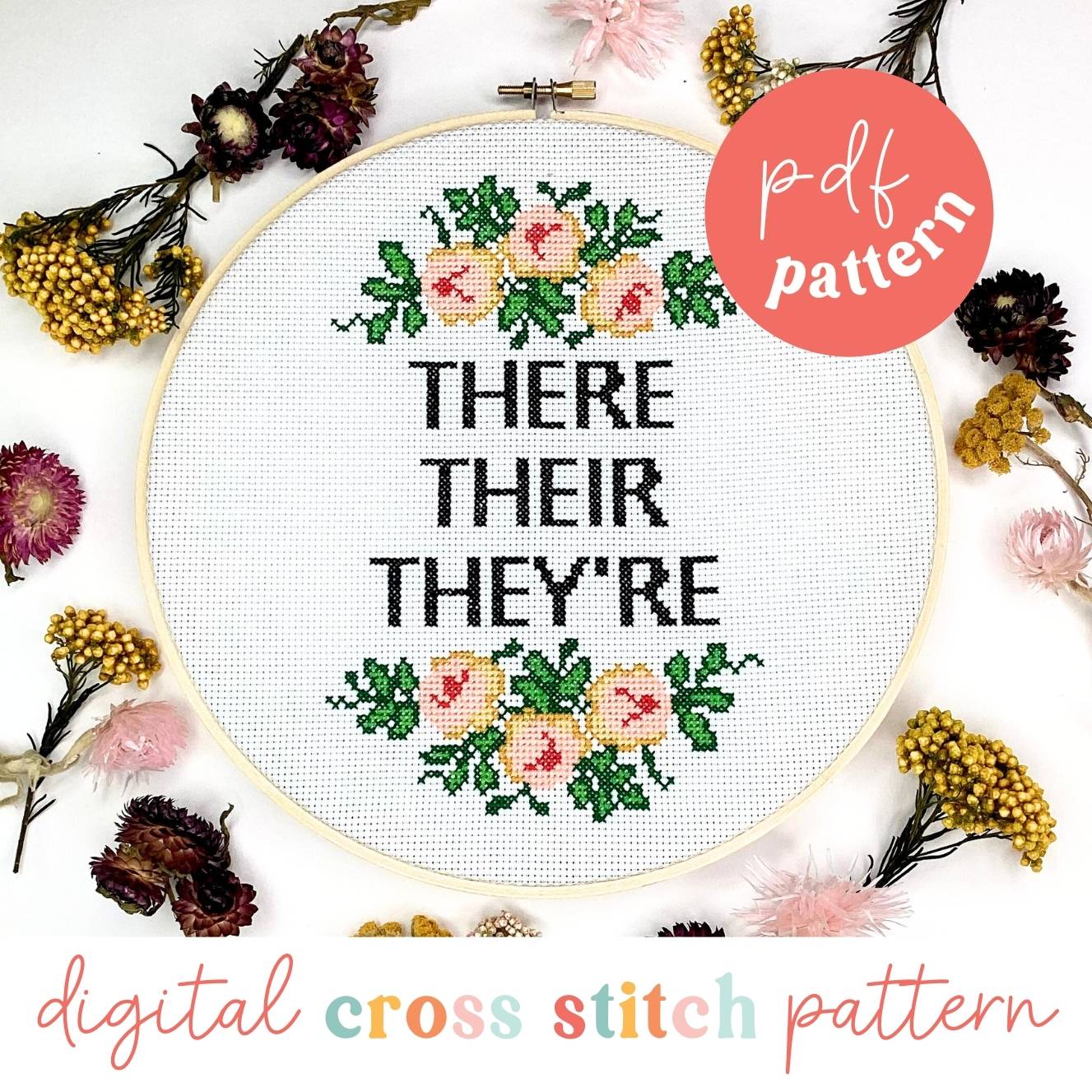 There Go The Grammar Nerds Digital Modern Cross Stitch Pattern - Craft Make Do