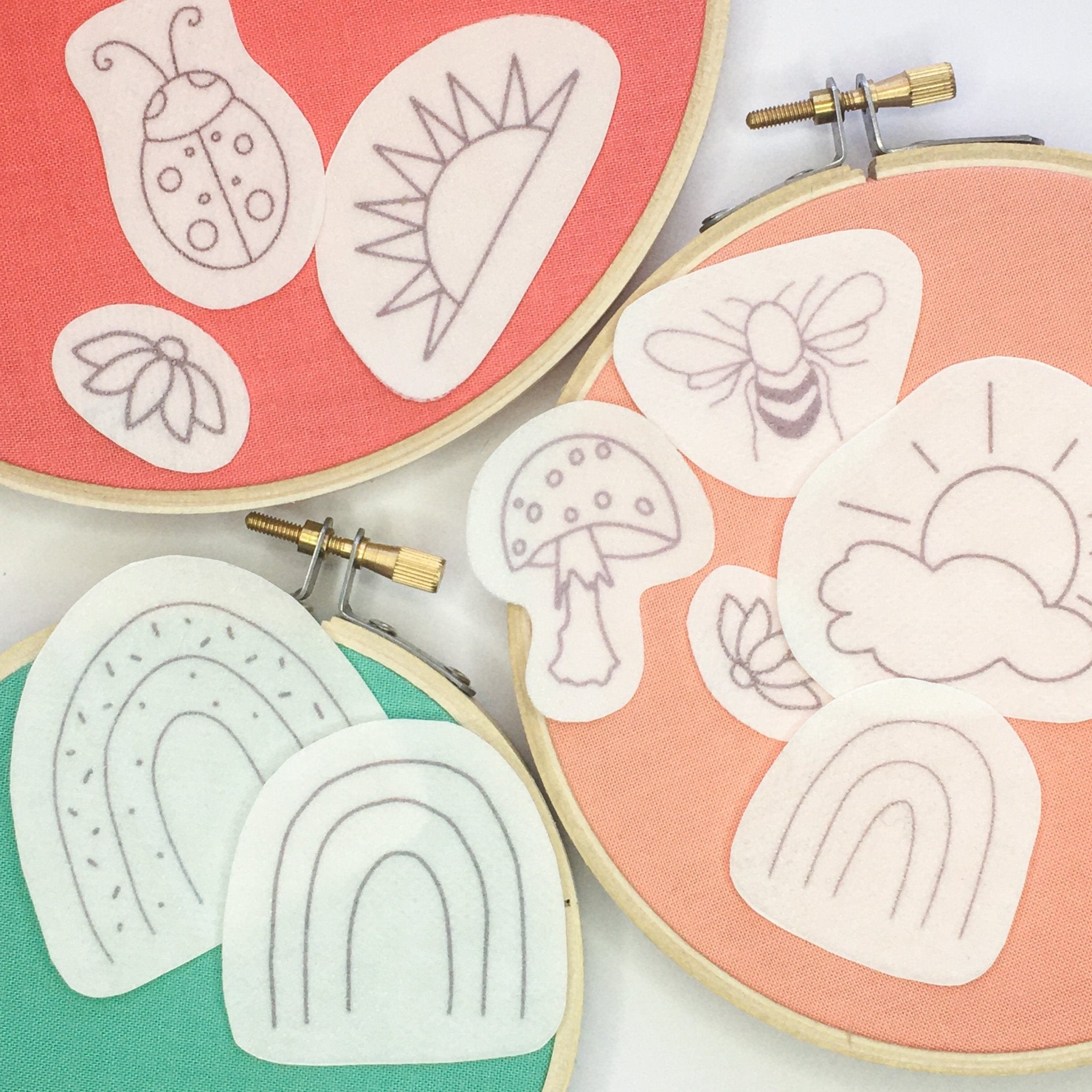 Wholesale - Sunny Rainbows Stick and Stitch Embroidery Stickers - Craft Make Do